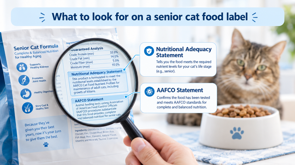 senior cat food nutritional adequacy label