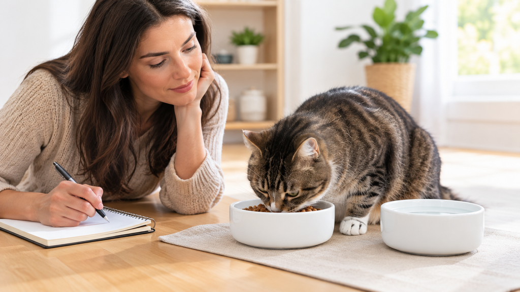 Cat eating during a food allergy elimination diet