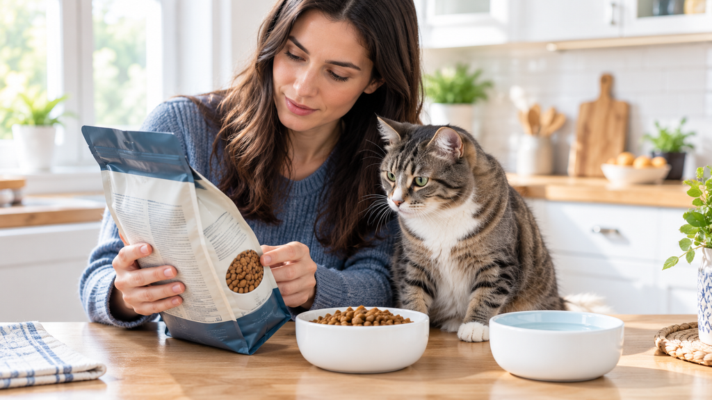 Choosing cat food for allergies with a veterinarian